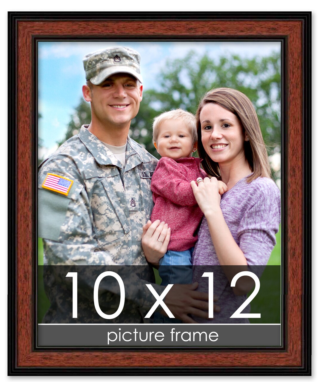 Photo Size Simple Brown Picture Frame - UV Acrylic, Foam Board Backing, Hanging Hardware